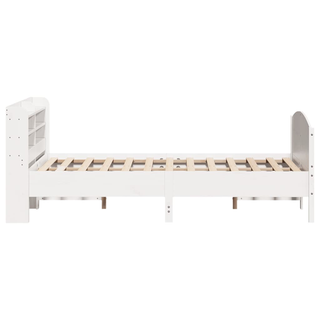 Bed Frame without Mattress White 150x200 cm King Size Solid Wood Pine